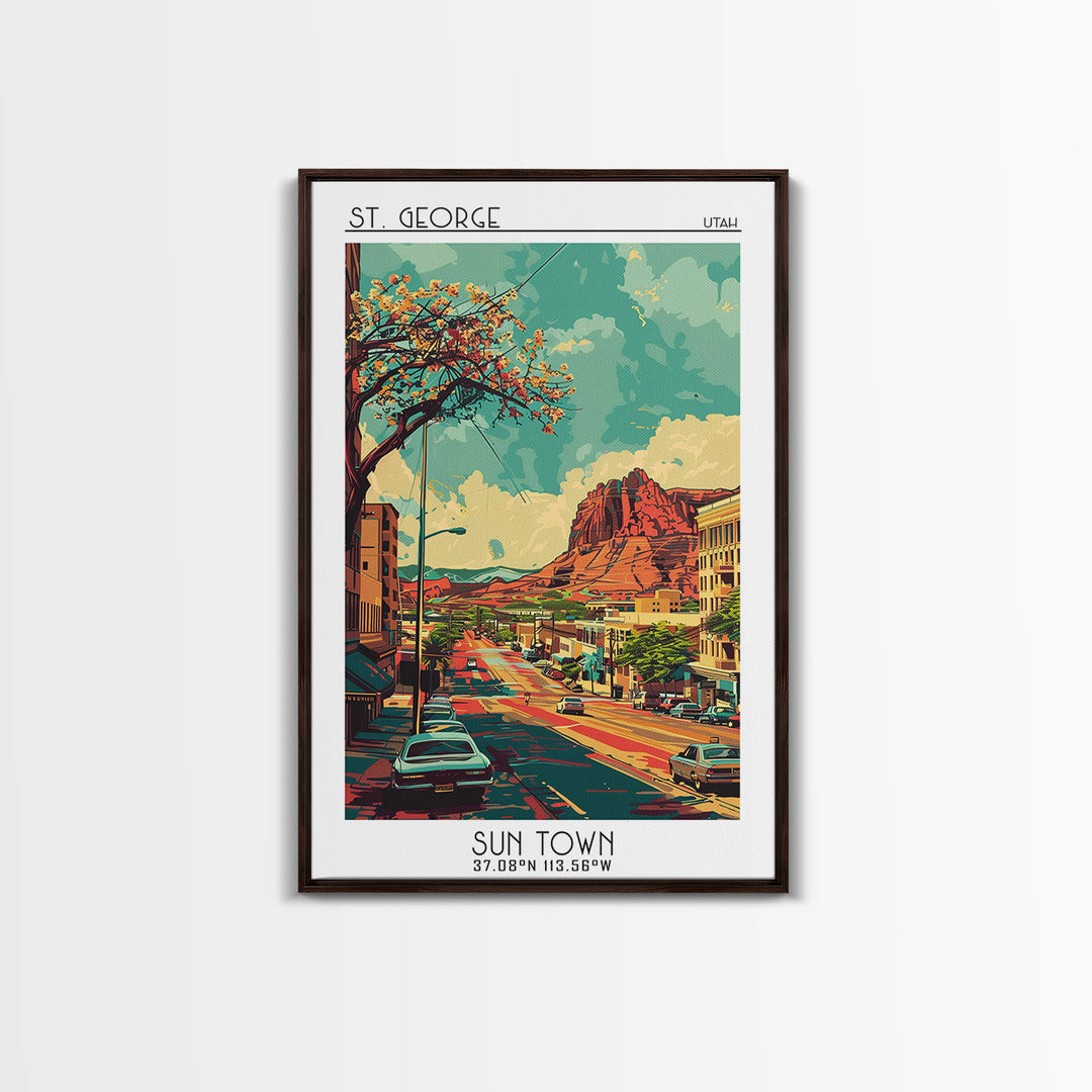 St George Travel Poster, Framed Canvas Print, City Travel Poster, Travel Wall Art, Home Office Decor, Travel Decor, Gallery Wall Set