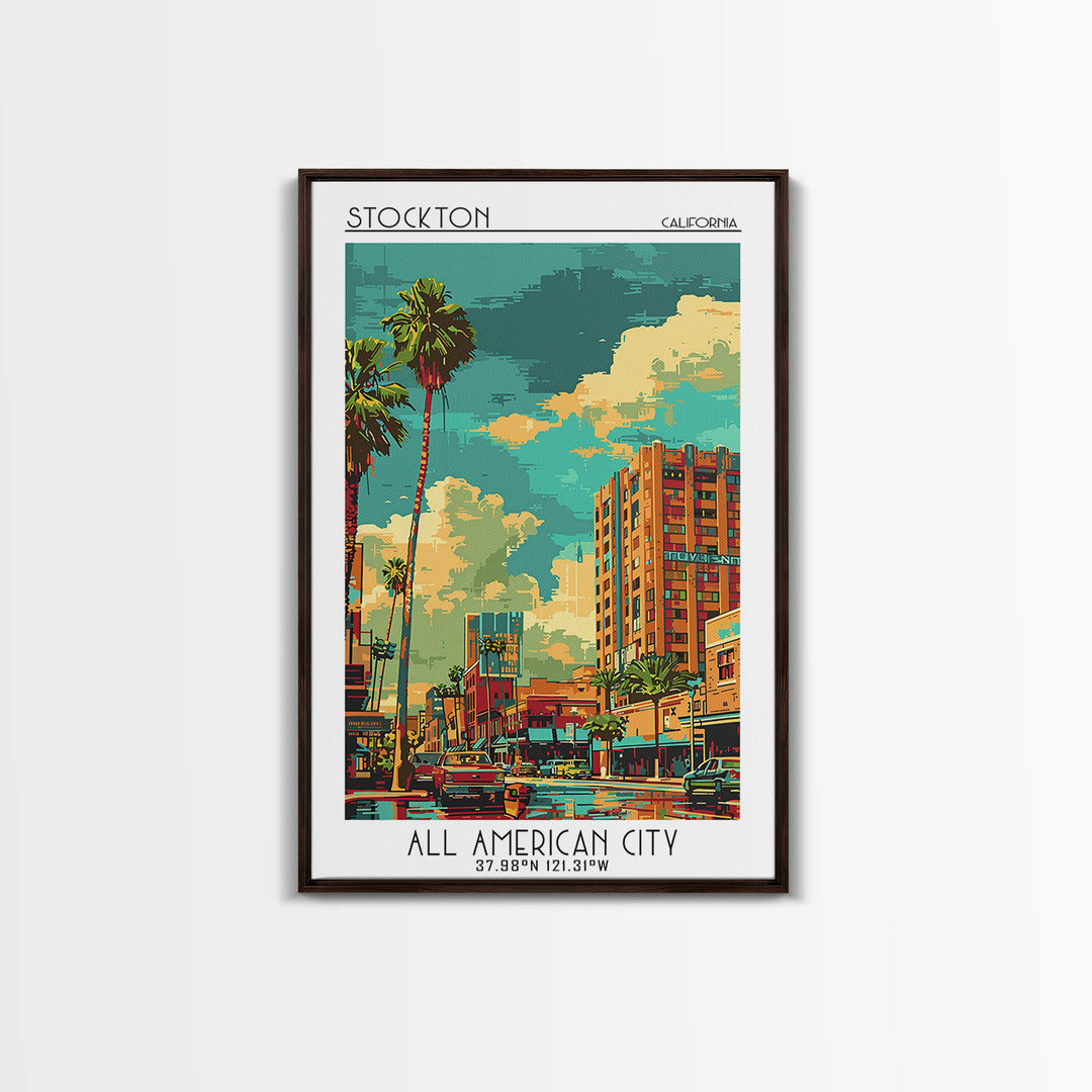 Stockton Travel Poster, Canvas Print, Poster Print, Travel Wall Art, Travel Prints, Vintage Travel, Travel Art Print, Travel Posters
