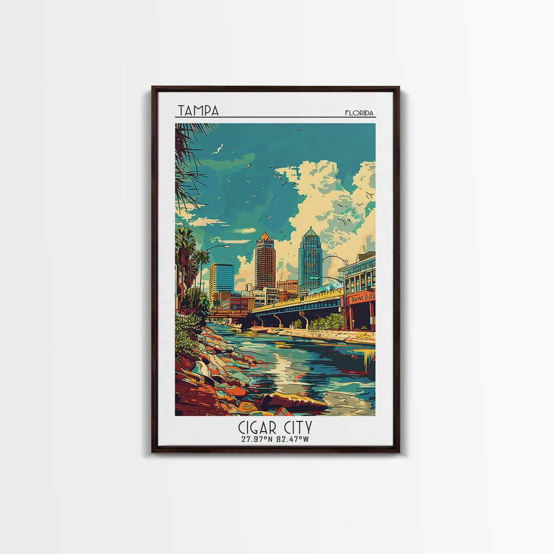 Tampa Travel Poster, Framed Canvas Print, Poster Print, Travel Wall Art, Modern Wall Decor, Art Print, Poster Art, City Illustration