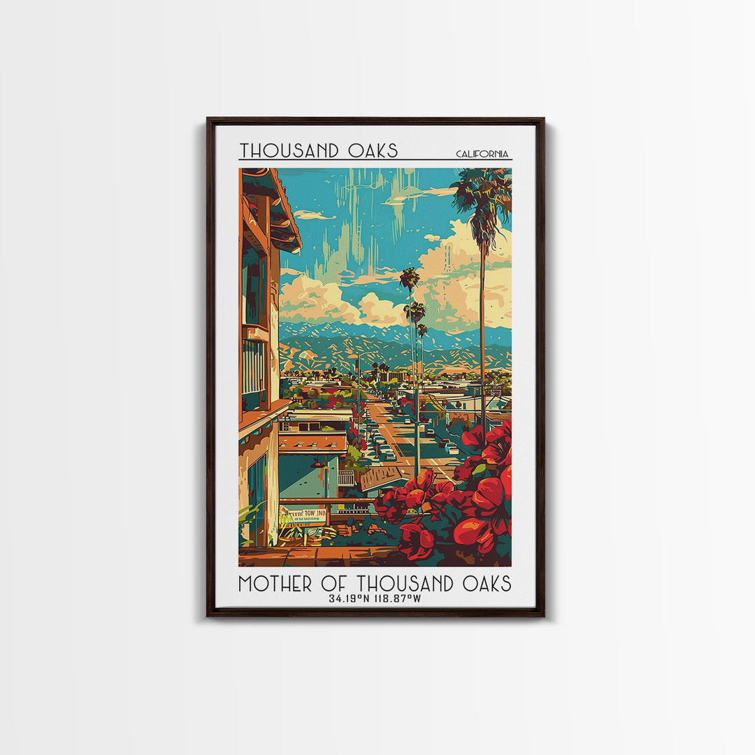 Thousand Oaks Travel Poster, Canvas Print, Retro Travel Poster, City Wall Art, Travel Wall Decor, Wanderlust Gift, Modern Wall Decor