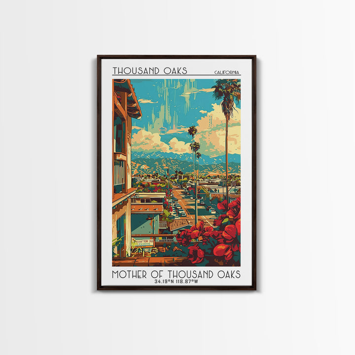 Thousand Oaks Travel Poster, Canvas Print, Retro Travel Poster, City Wall Art, Travel Wall Decor, Wanderlust Gift, Modern Wall Decor