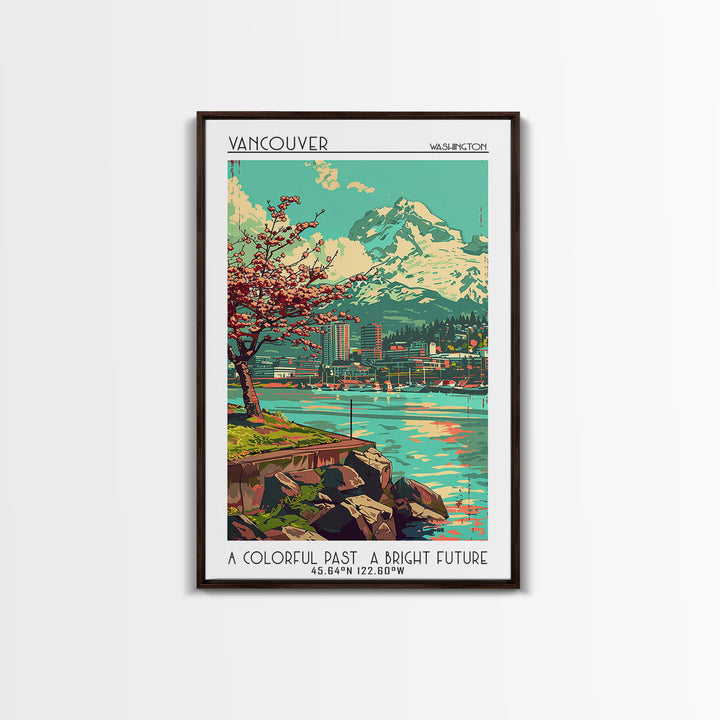 Vancouver Travel Poster, Framed Canvas Print, City Art Print, Travel Wall Art, City Travel Poster, Modern Wall Decor, Fine Art Print