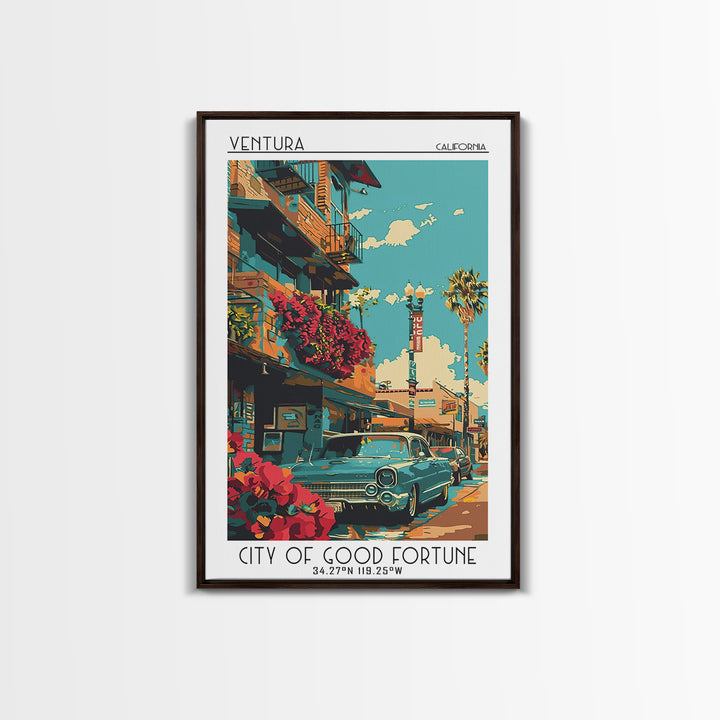 Ventura Travel Poster, Framed Canvas Print, Retro Wall Art, Travel Print, Poster Print, Vintage Travel Art, Travel Posters, Wall Art