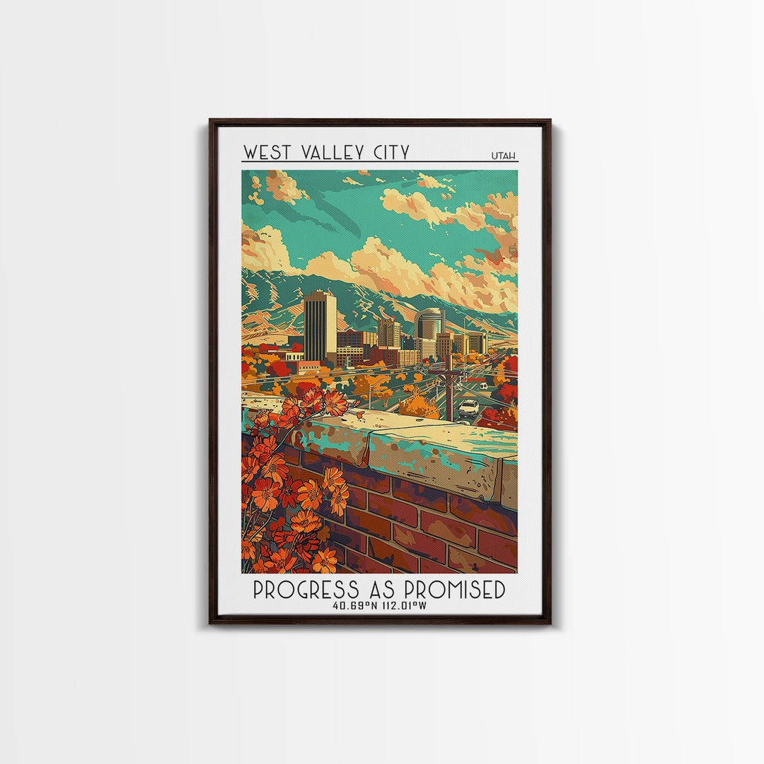 West Valley City Travel Poster, Framed Canvas Print, City Travel Poster, Travel Wall Decor, Home Decor, Fine Art Print, Travel Print