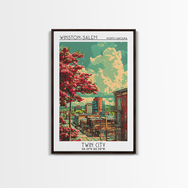 Winston-Salem Travel Poster, Framed Canvas Print, Travel Wall Decor, Minimalist Poster, Travel Prints, Home Office Decor, Home Decor