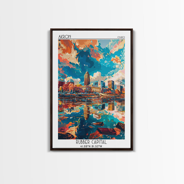 Akron Travel Poster, Canvas Print, Poster Print, Travel Wall Art, Gallery Wall Set, City Wall Art, Fine Art Print, Minimalist Poster