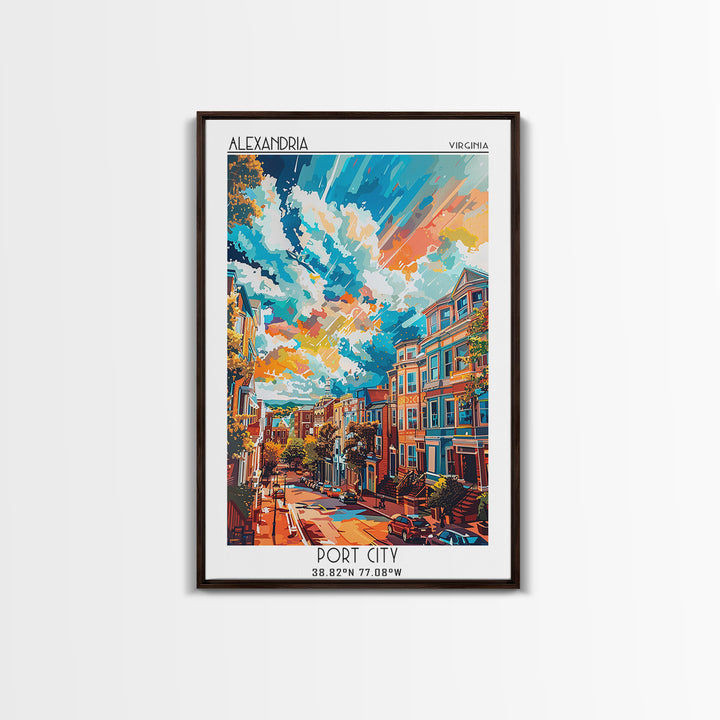 Alexandria Travel Poster, Framed Canvas Print, Vintage Travel Print, City Wall Art, Travel Wall Art, City Illustration, Poster Print