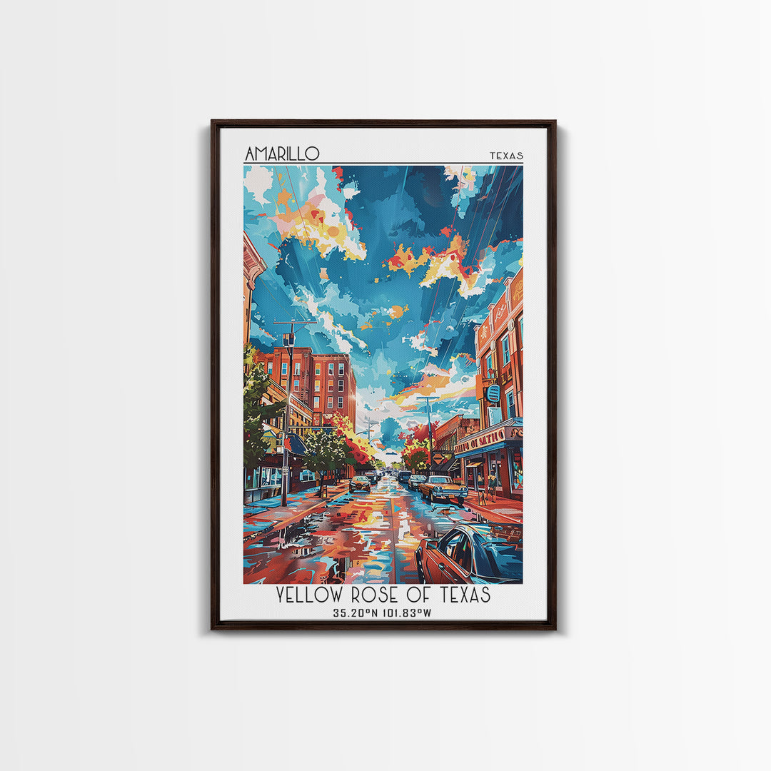 Amarillo Travel Poster, Canvas Print, City Travel Poster, Vintage City Poster, Vintage Travel Print, Travel Wall Art, City Art Print