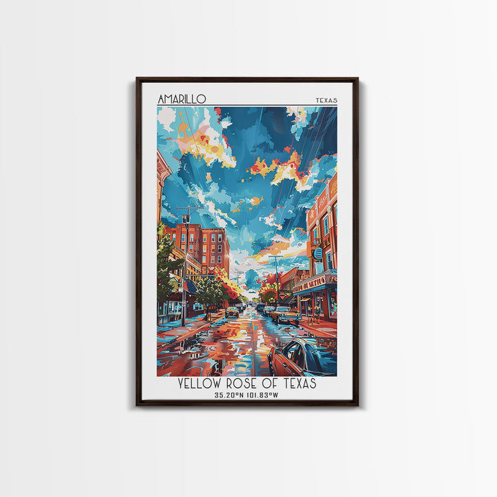 Amarillo Travel Poster, Canvas Print, City Travel Poster, Vintage City Poster, Vintage Travel Print, Travel Wall Art, City Art Print