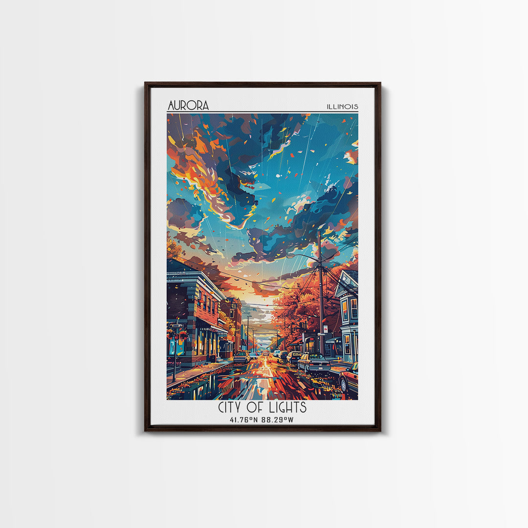Aurora Illinois Travel Poster, Canvas Print, Travel Prints, Landscape Art, Vintage Travel Art, Vintage Posters, Vintage Travel Print