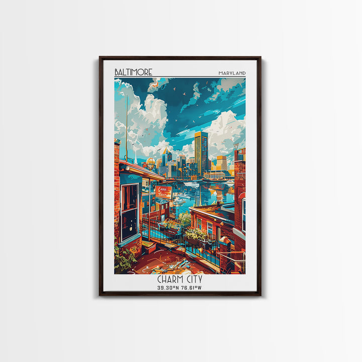Baltimore Travel Poster, Canvas Print, Travel Wall Decor, Minimalist Poster, Wall Art, Landscape Art, Poster Art, Retro Travel Print