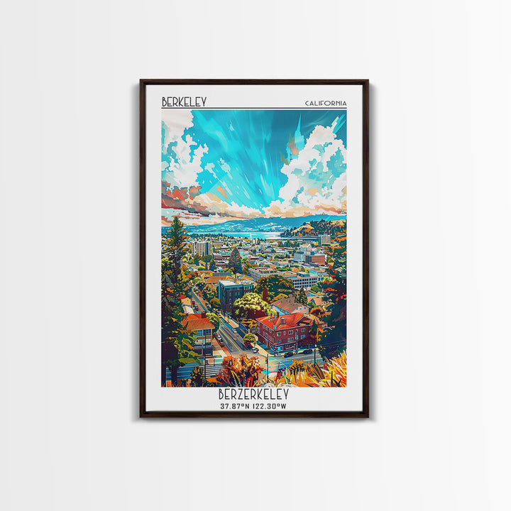 Berkeley Travel Poster, Framed Canvas Print, Vintage Travel Print, City Wall Art, Retro Wall Art, Vintage Travel Art, Vintage Poster
