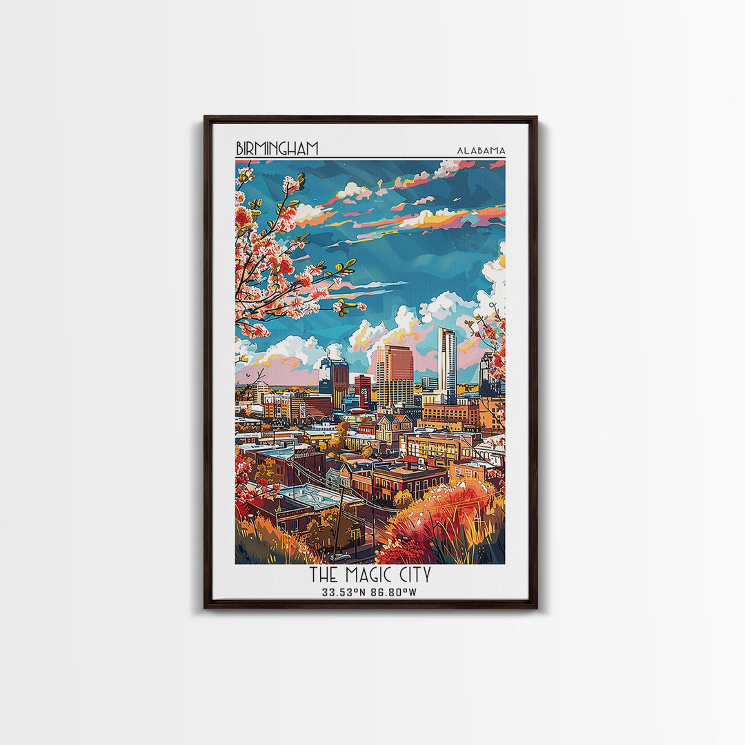 Birmingham Travel Poster, Framed Canvas Print, City Travel Poster, Travel Wall Art, Poster Art, Colorful Wall Art, Minimalist Poster