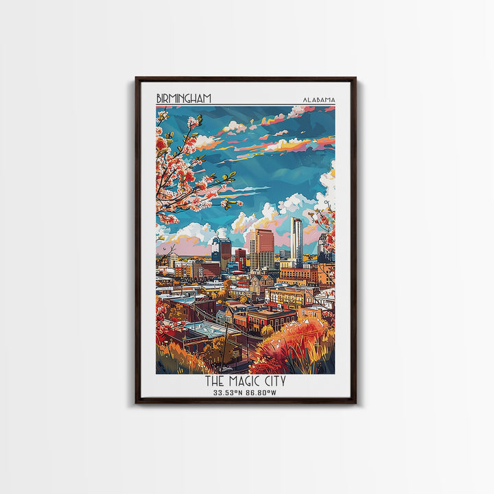Birmingham Travel Poster, Framed Canvas Print, City Travel Poster, Travel Wall Art, Poster Art, Colorful Wall Art, Minimalist Poster