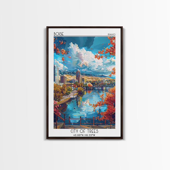 Boise Travel Poster, Canvas Print, City Travel Poster, Vintage City Poster, Vintage Travel Print, Retro Wall Art, Retro Travel Print