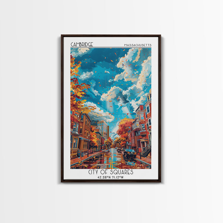 Cambridge Travel Poster, Canvas Print, Retro Wall Art, Travel Print, City Art Print, Home Office Decor, City Illustration, Art Print