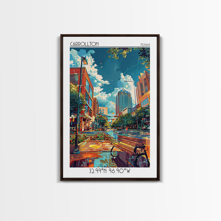 Carrollton Travel Poster, Framed Canvas Print, Retro Wall Art, Travel Print, City Art Print, Mid Century Wall Art, Home Office Decor