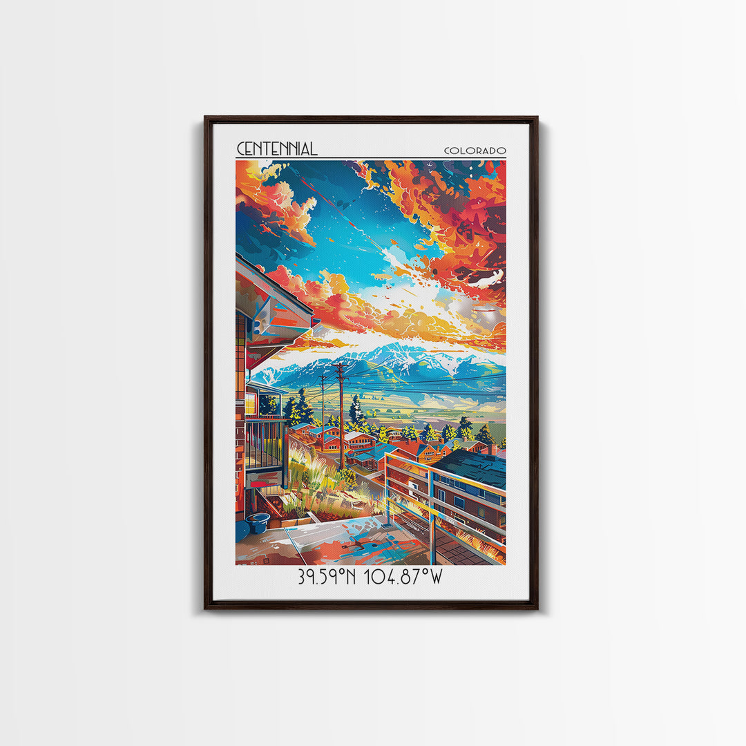 Centennial Travel Poster, Framed Canvas Print, City Travel Poster, Travel Wall Decor, Retro Travel Print, Poster Art, Retro Wall Art