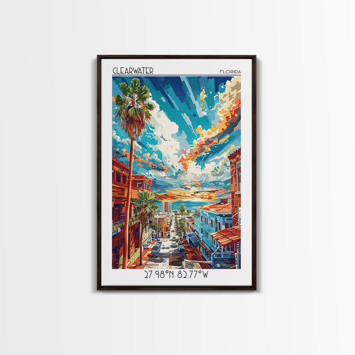 Clearwater Travel Poster, Framed Canvas Print, Poster Print, Travel Wall Art, Travel Posters, Travel Wall Decor, Retro Travel Poster