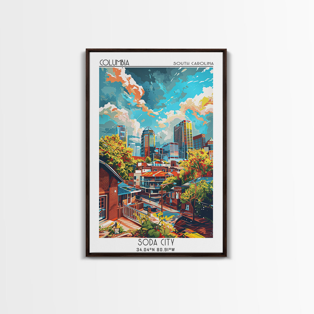 Columbia Travel Poster, Framed Canvas Print, City Travel Poster, Travel Wall Art, Gallery Wall Set, Fine Art Print, Travel Art Print