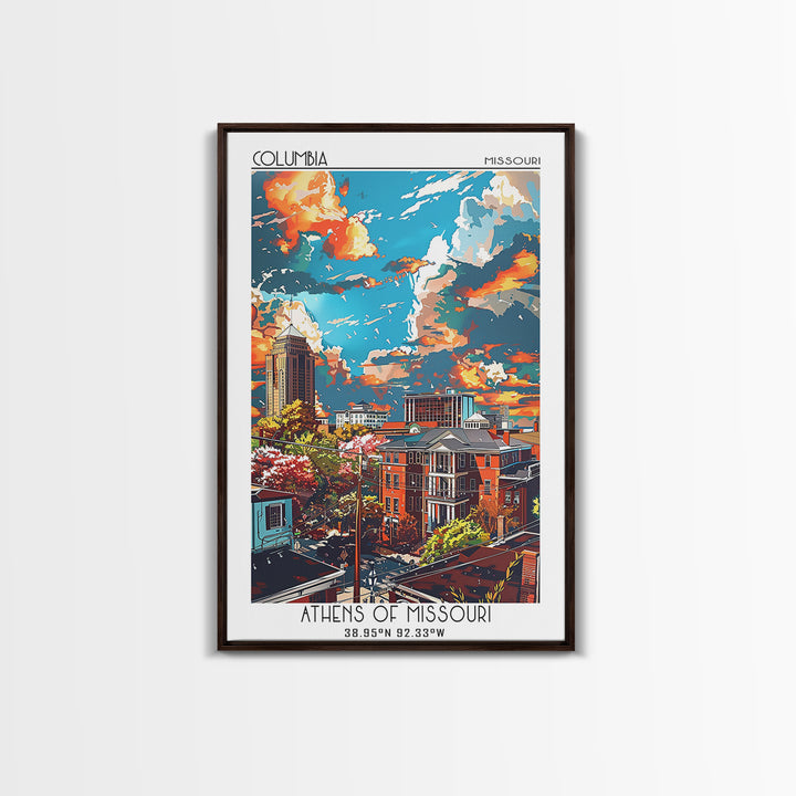Columbia South Carolina Travel Poster, Canvas Print, City Travel Poster, Vintage City Poster, City Illustration, Retro Travel Poster