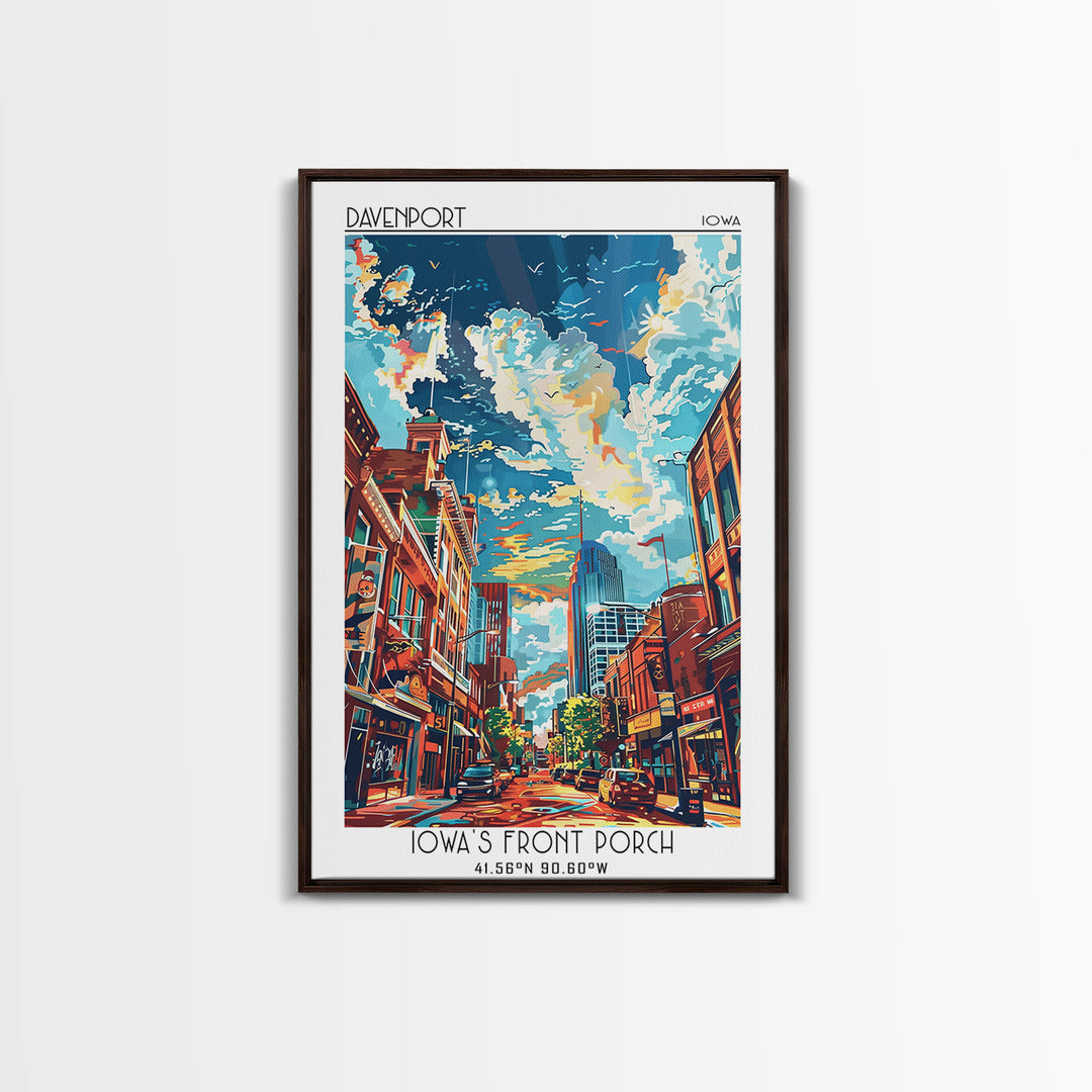 Davenport Travel Poster, Canvas Print, Travel Prints, Landscape Art, Retro Travel Print, City Art Print, Travel Wall Decor, Wall Art