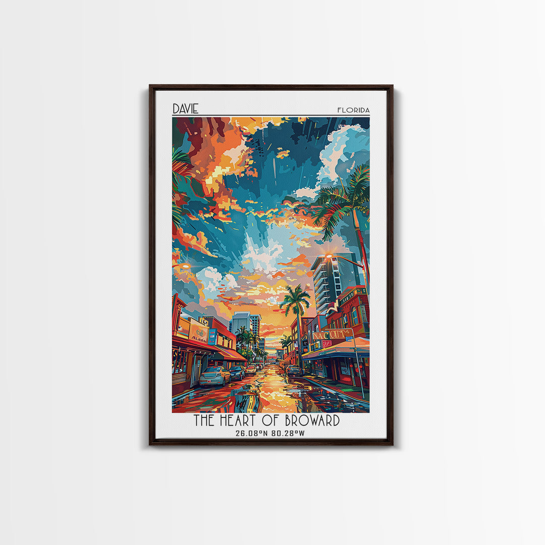 Davie Travel Poster, Framed Canvas Print, Retro Travel Poster, City Wall Art, Retro Travel Print, City Travel Poster, Retro Wall Art