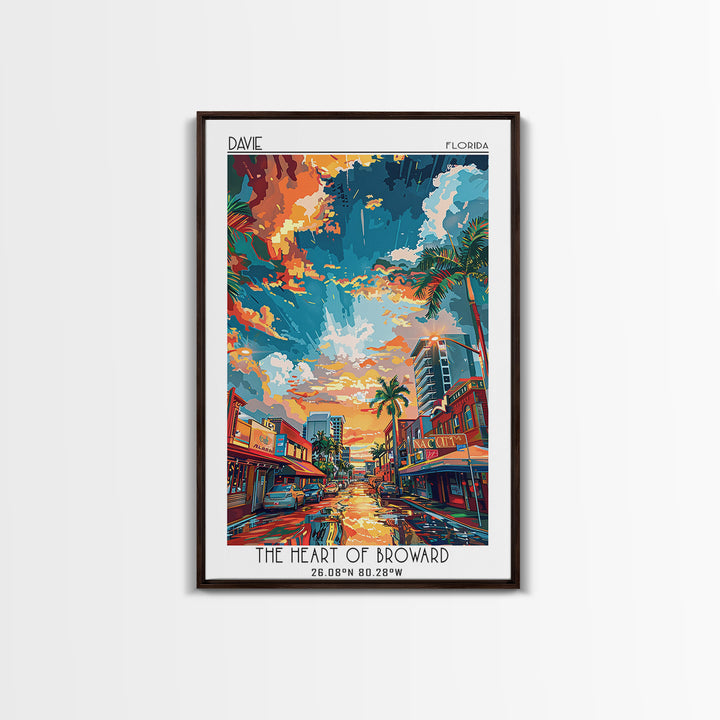 Davie Travel Poster, Framed Canvas Print, Retro Travel Poster, City Wall Art, Retro Travel Print, City Travel Poster, Retro Wall Art