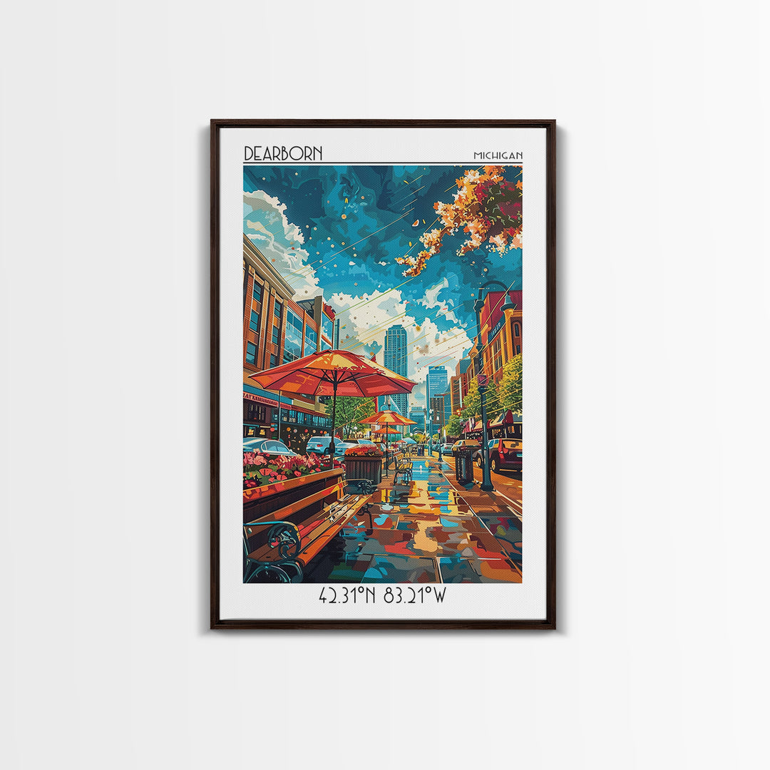 Dearborn Travel Poster, Framed Canvas Print, City Travel Poster, Travel Wall Art, Landscape Art, Gallery Wall Set, Minimalist Poster