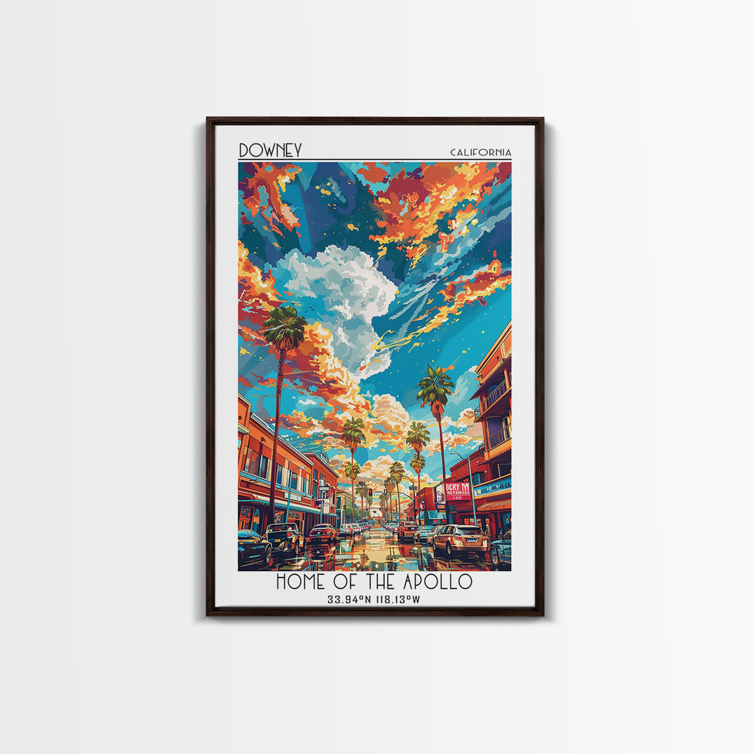 Downey Travel Poster, Canvas Print, City Travel Poster, Travel Wall Decor, Art Print, Travel Posters, City Wall Art, Travel Wall Art