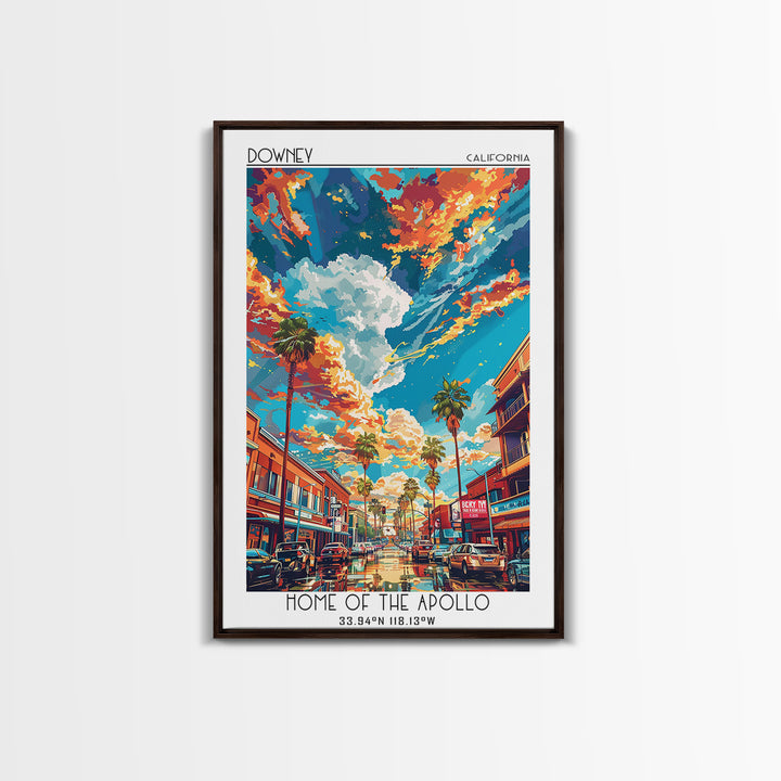 Downey Travel Poster, Canvas Print, City Travel Poster, Travel Wall Decor, Art Print, Travel Posters, City Wall Art, Travel Wall Art