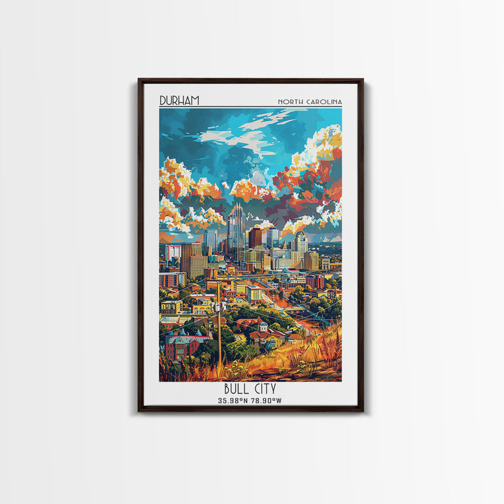 Durham Travel Poster, Framed Canvas Print, Retro Travel Poster, City Wall Art, Retro Travel Print, Vintage Travel, Minimalist Poster