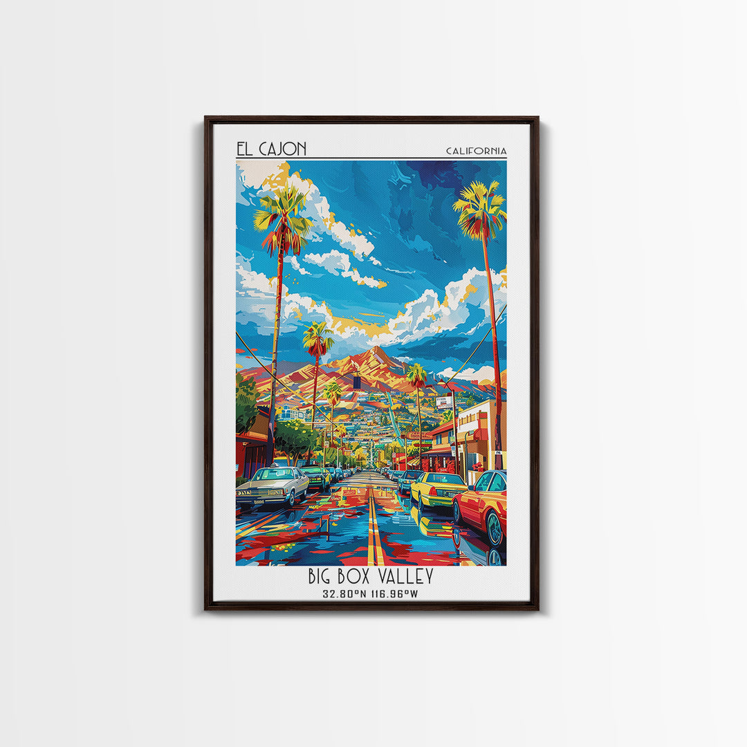 El Cajon Travel Poster, Canvas Print, Retro Travel Poster, City Wall Art, Poster Print, Art Print, Landscape Art, City Travel Poster