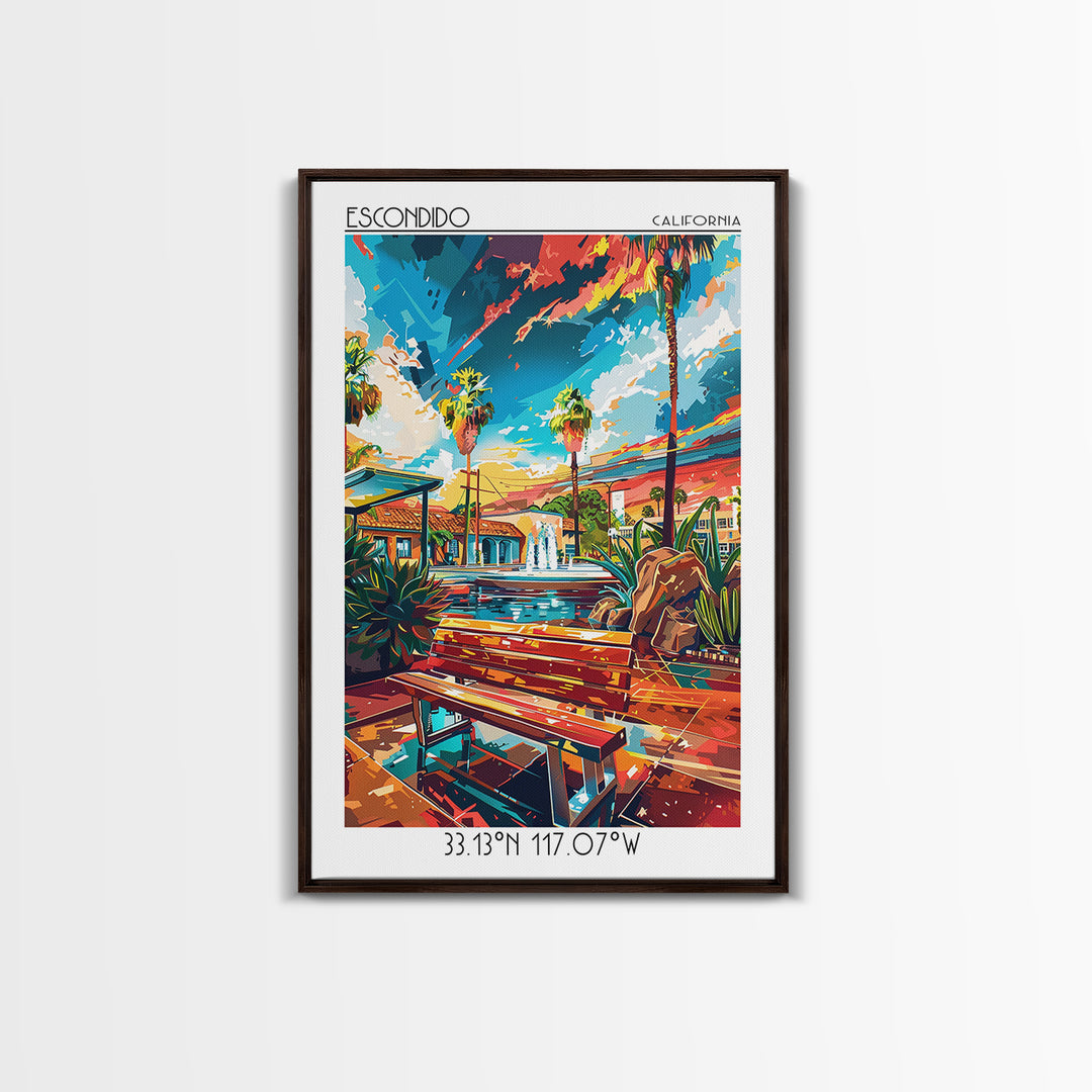 Escondido Travel Poster, Framed Canvas Print, Poster Print, Travel Wall Art, Home Office Decor, City Art Print, Living Room Wall Art