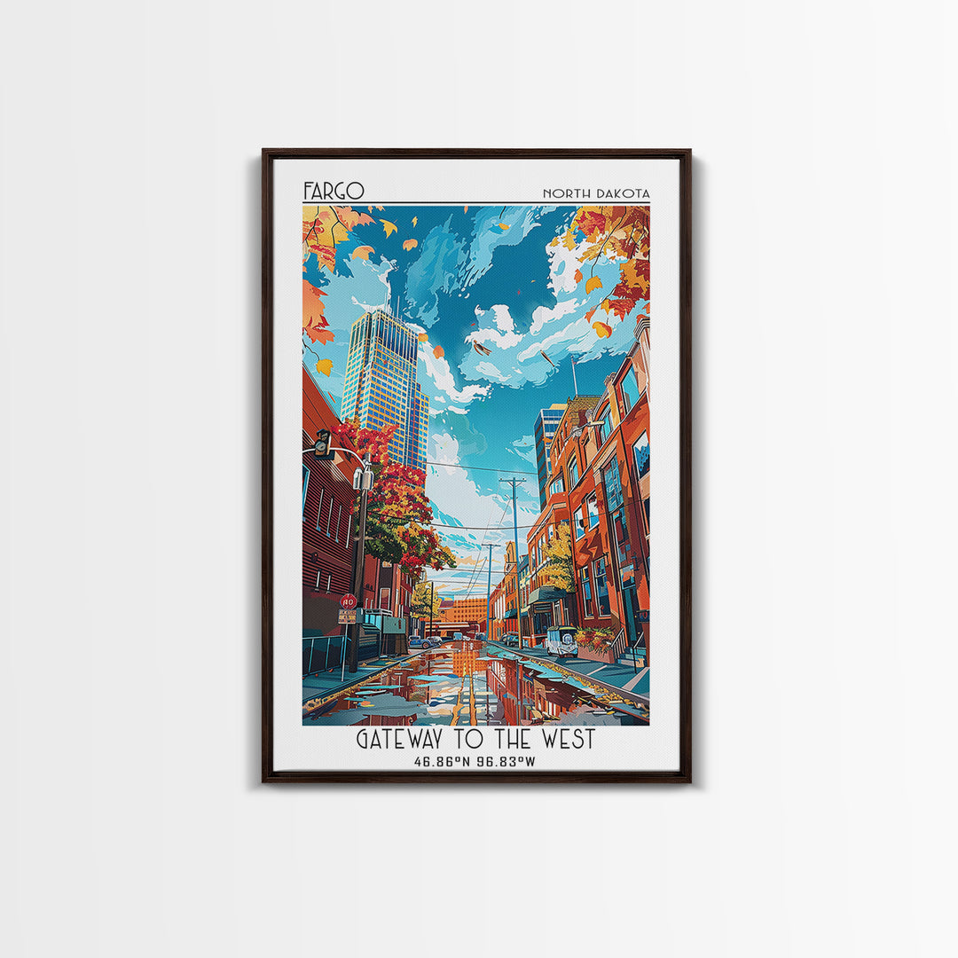 Fargo Travel Poster, Framed Canvas Print, Poster Print, Travel Wall Art, City Travel Poster, Living Room Wall Art, Modern Wall Decor