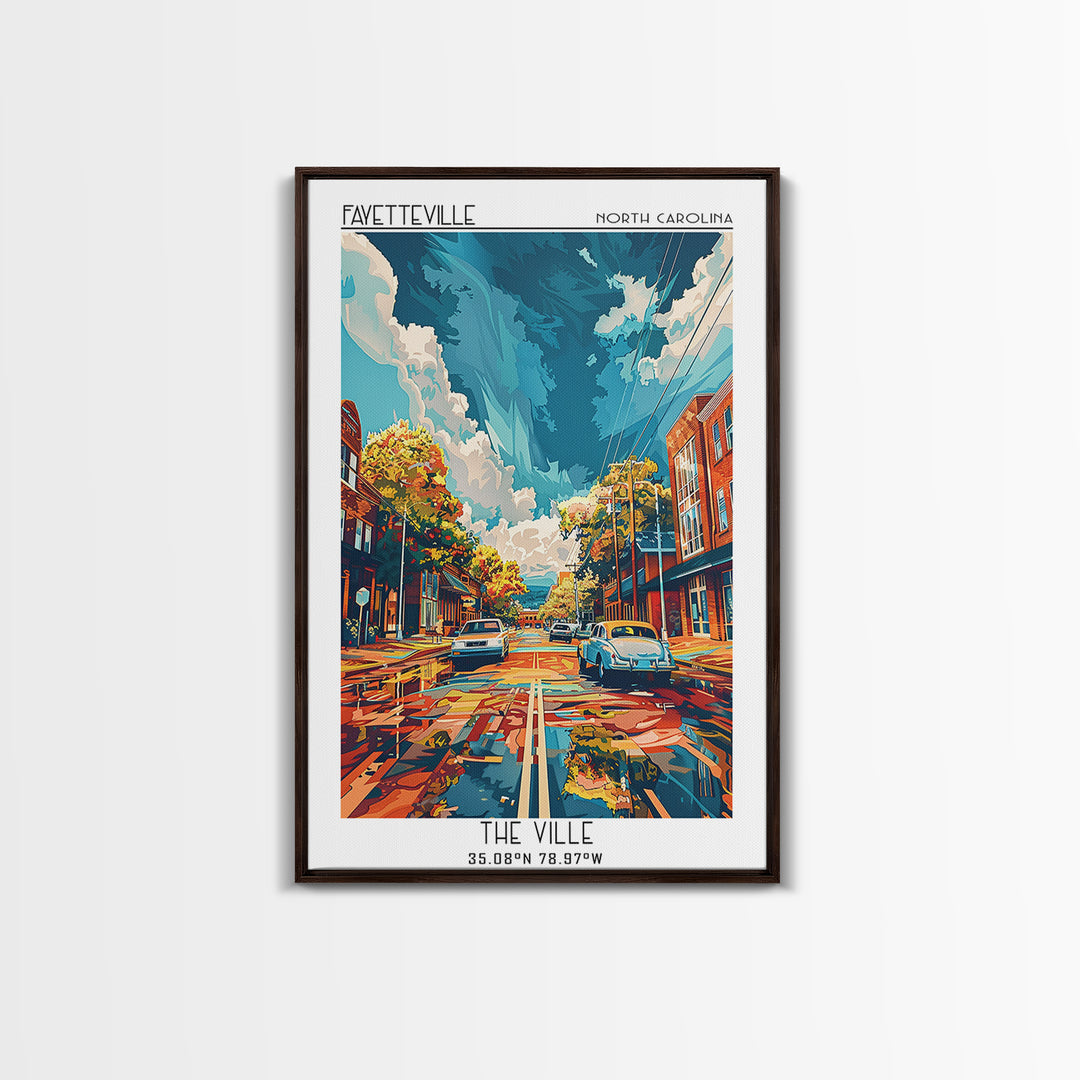 Fayetteville Travel Poster, Framed Canvas Print, Travel Wall Decor, Minimalist Poster, Art Print, City Art Print, City Travel Poster