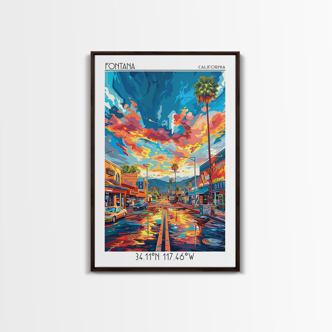 Fontana Travel Poster, Canvas Print, Poster Print, Travel Wall Art, Living Room Wall Art, Landscape Art, Wanderlust Gift, Home Decor
