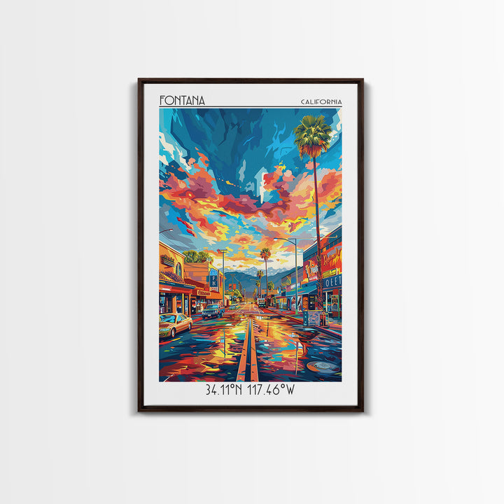 Fontana Travel Poster, Canvas Print, Poster Print, Travel Wall Art, Living Room Wall Art, Landscape Art, Wanderlust Gift, Home Decor