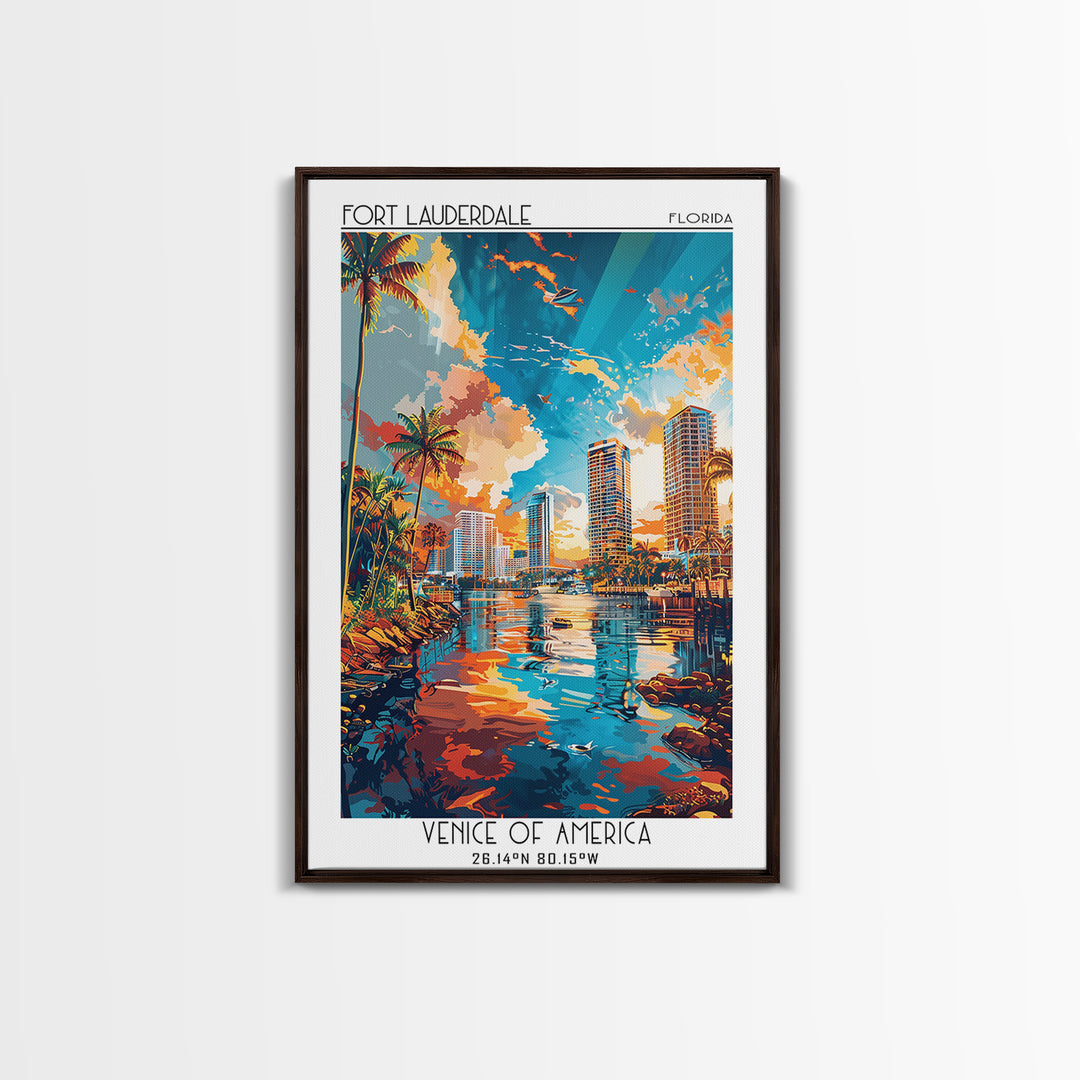 Fort Lauderdale Travel Poster, Canvas Print, City Travel Poster, Vintage City Poster, Living Room Wall Art, Landscape Art, Art Print