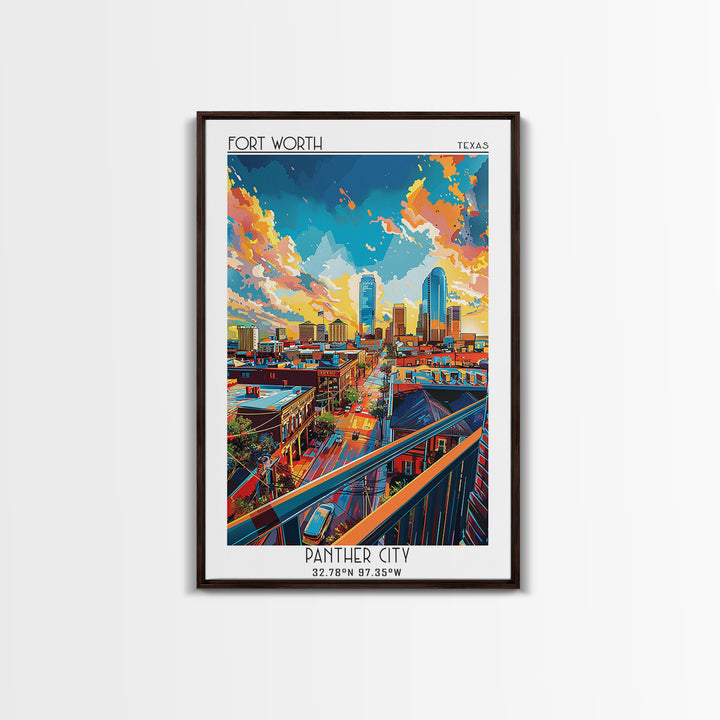 Fort Worth Travel Poster, Canvas Print, Poster Print, Travel Wall Art, City Art Print, Retro Wall Art, Travel Posters, Travel Prints