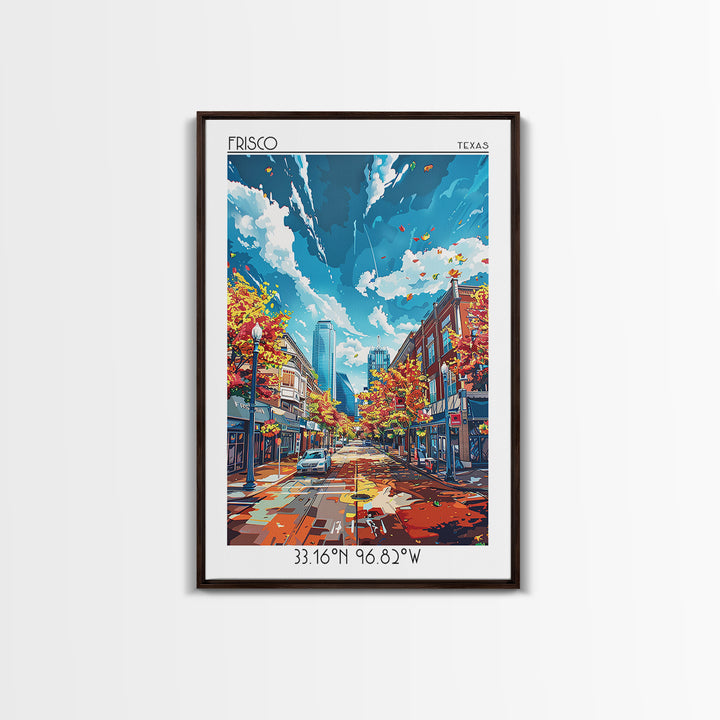 Frisco Travel Poster, Framed Canvas Print, Poster Print, Travel Wall Art, Travel Decor, Art Print, City Art Print, City Illustration