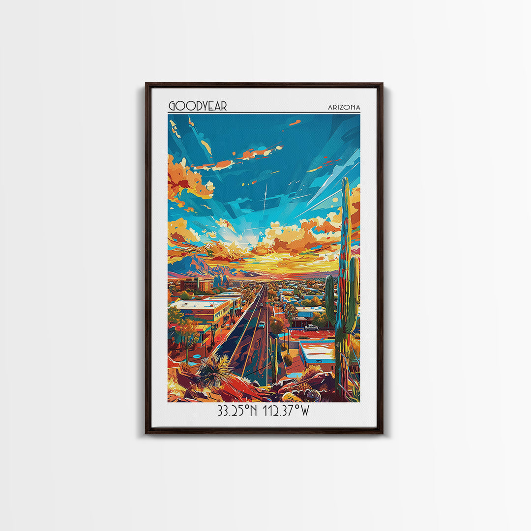 Goodyear Travel Poster, Framed Canvas Print, City Travel Poster, Travel Wall Art, Travel Print, Vintage Travel Print, Vintage Travel