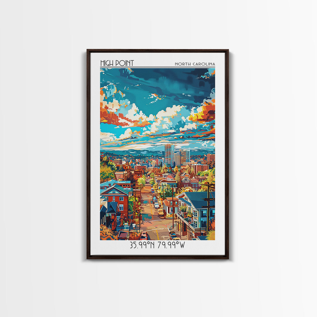High Point Travel Poster, Framed Canvas Print, Retro Wall Art, Travel Print, Travel Art Print, Art Print, Poster Art, Fine Art Print
