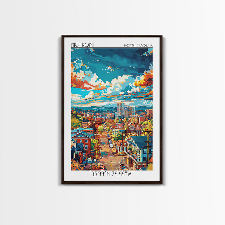 High Point Travel Poster, Framed Canvas Print, Retro Wall Art, Travel Print, Travel Art Print, Art Print, Poster Art, Fine Art Print