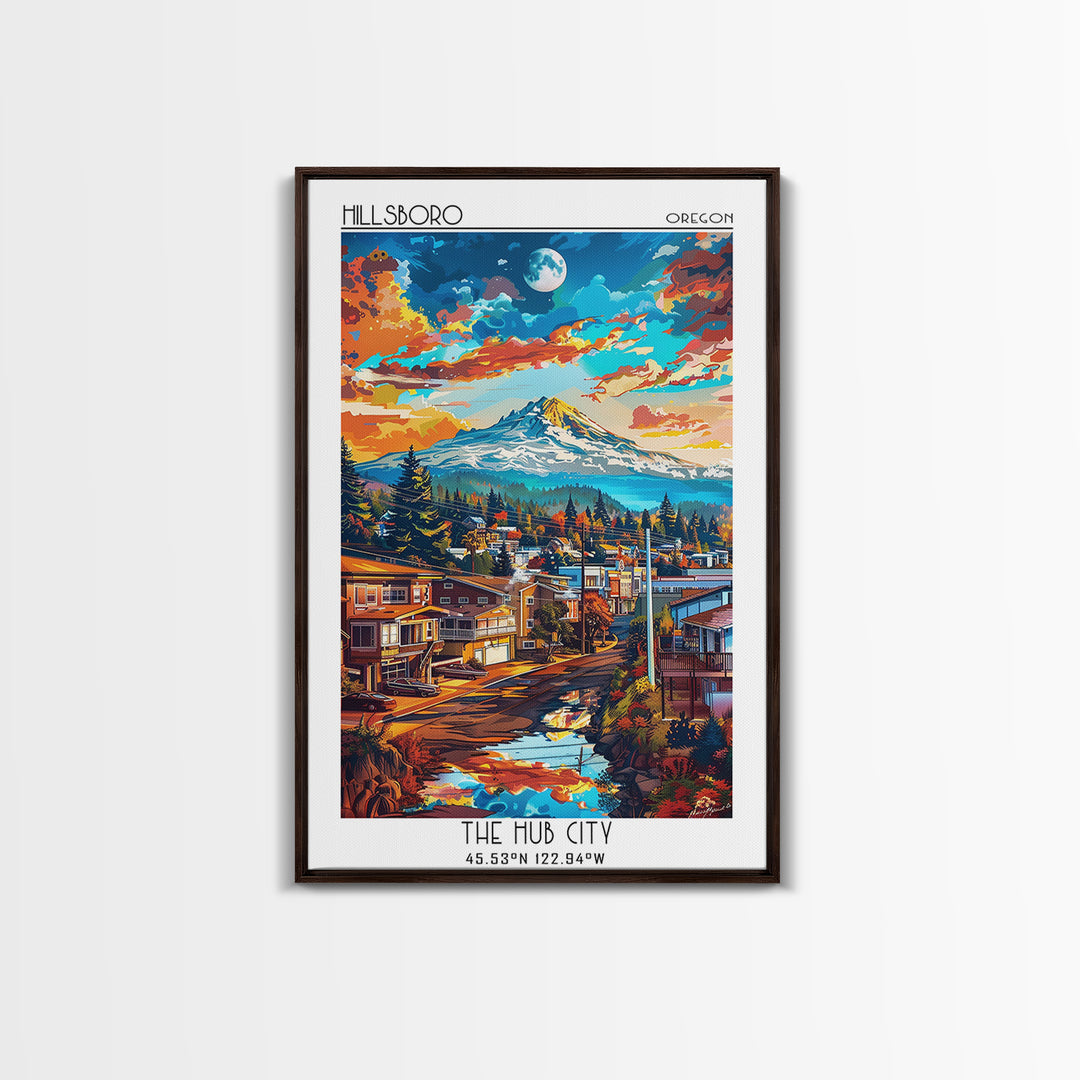 Hillsboro Travel Poster, Canvas Print, Poster Print, Travel Wall Art, Travel Art Print, Retro Wall Art, Art Print, Home Office Decor