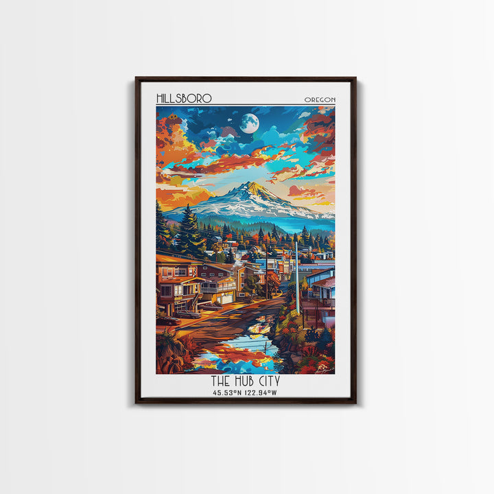 Hillsboro Travel Poster, Canvas Print, Poster Print, Travel Wall Art, Travel Art Print, Retro Wall Art, Art Print, Home Office Decor