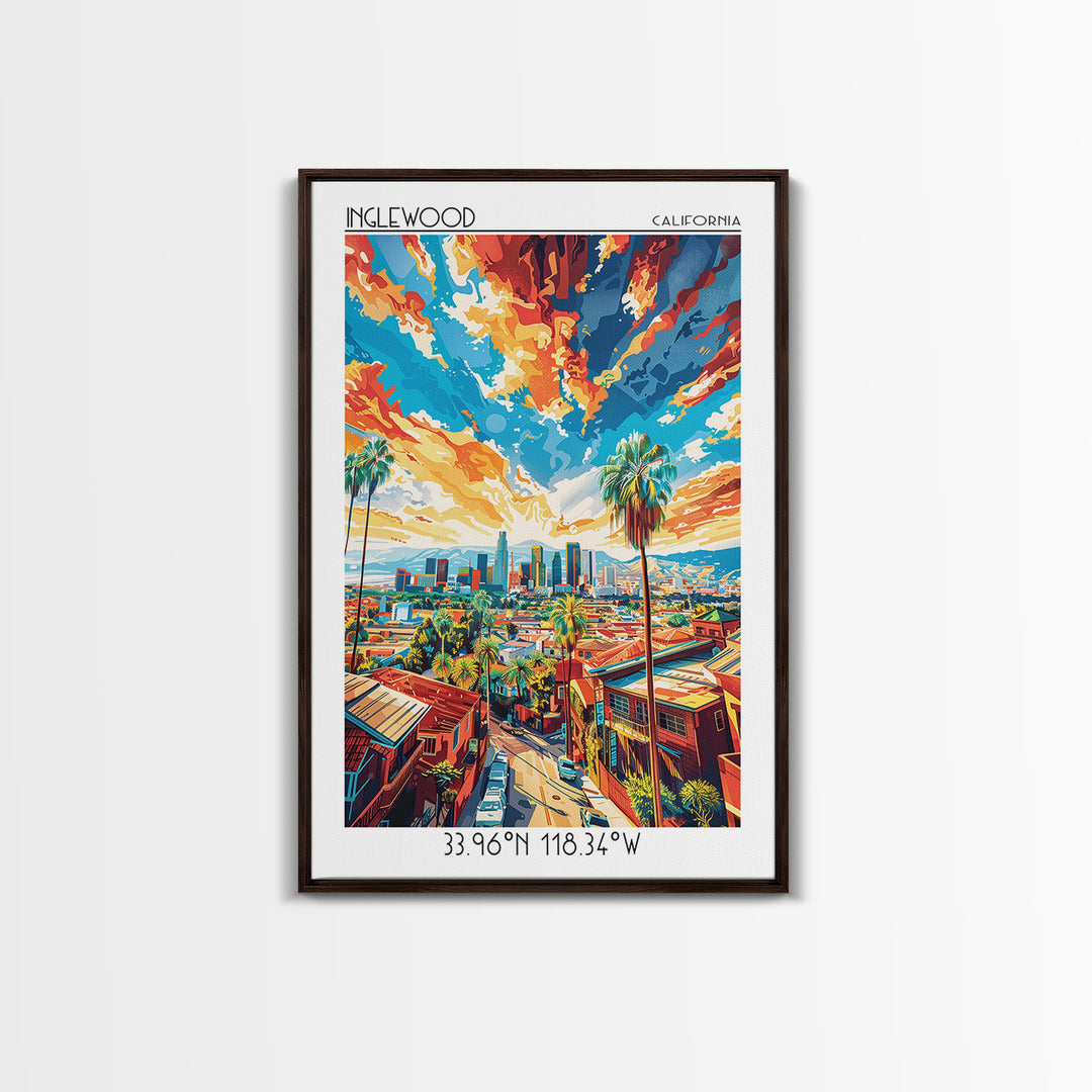 Inglewood Travel Poster, Canvas Print, Travel Wall Decor, Minimalist Poster, City Travel Poster, City Wall Art, Living Room Wall Art