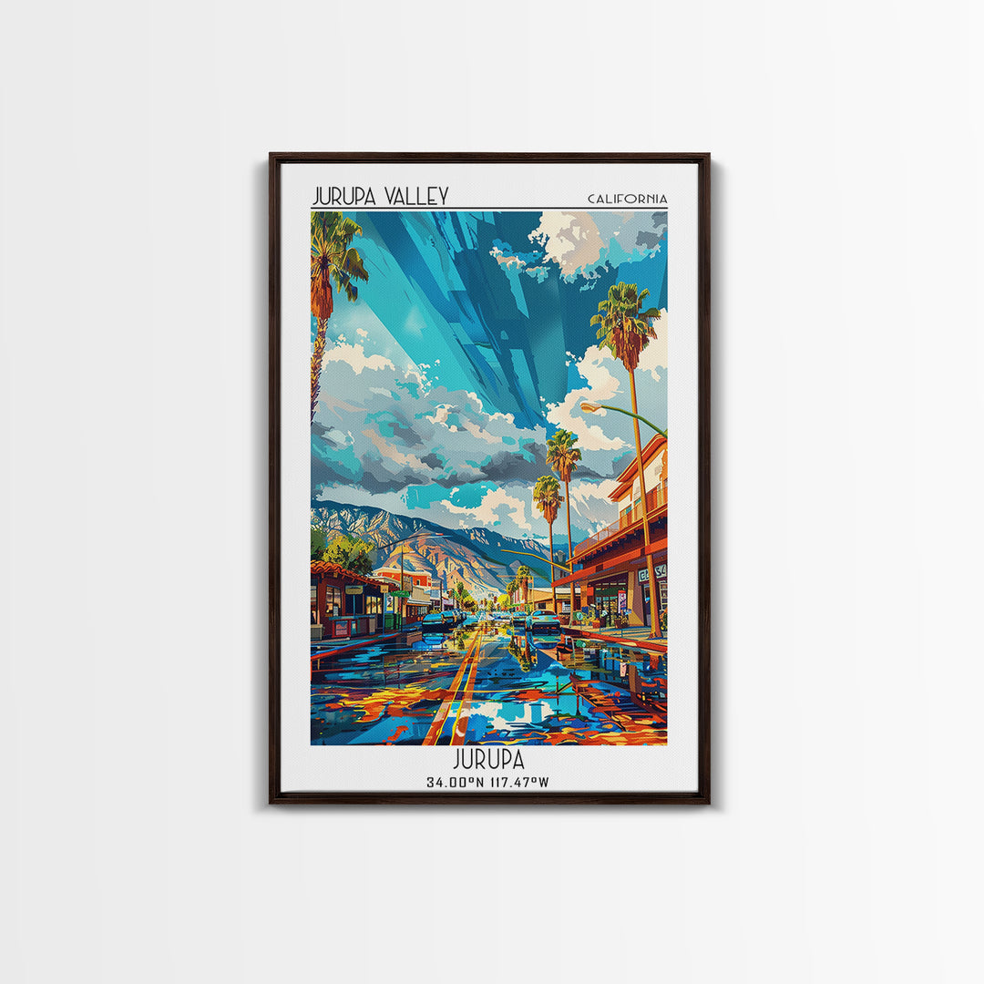 Jurupa Valley Travel Poster, Framed Canvas Print, Retro Travel Poster, City Wall Art, Travel Print, Gallery Wall Set, Travel Posters