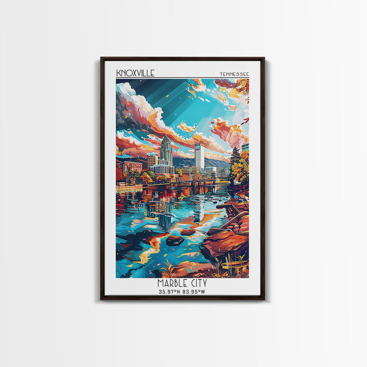 Knoxville Travel Poster, Framed Canvas Print, Poster Print, Travel Wall Art, Travel Posters, City Illustration, Living Room Wall Art