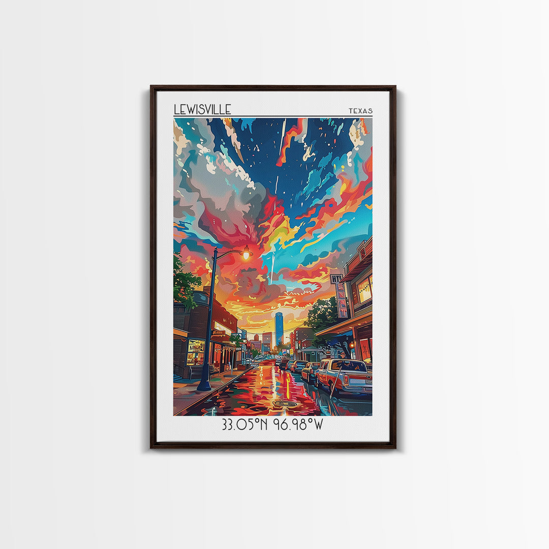 Lewisville Travel Poster, Canvas Print, Retro Wall Art, Travel Print, City Travel Poster, Art Print, Vintage Poster, Vintage Posters